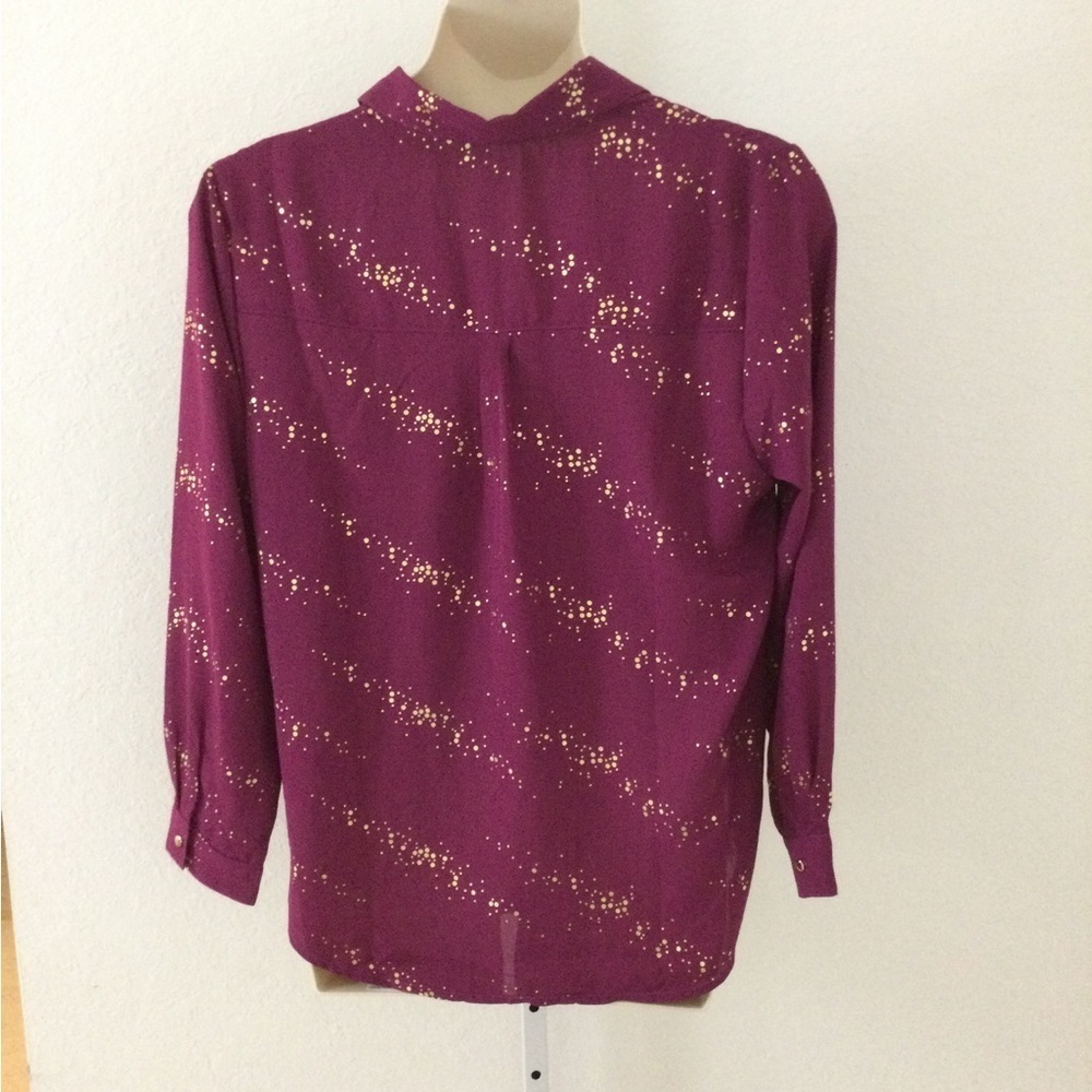 NY Collection blouse purple with gold button & metallic dots Woman 1X - Picture 3 of 12